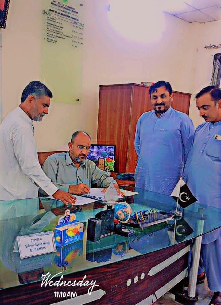 Professor Bashir Ahmad Assumes Charge as Principal of GCC-II, Mardan